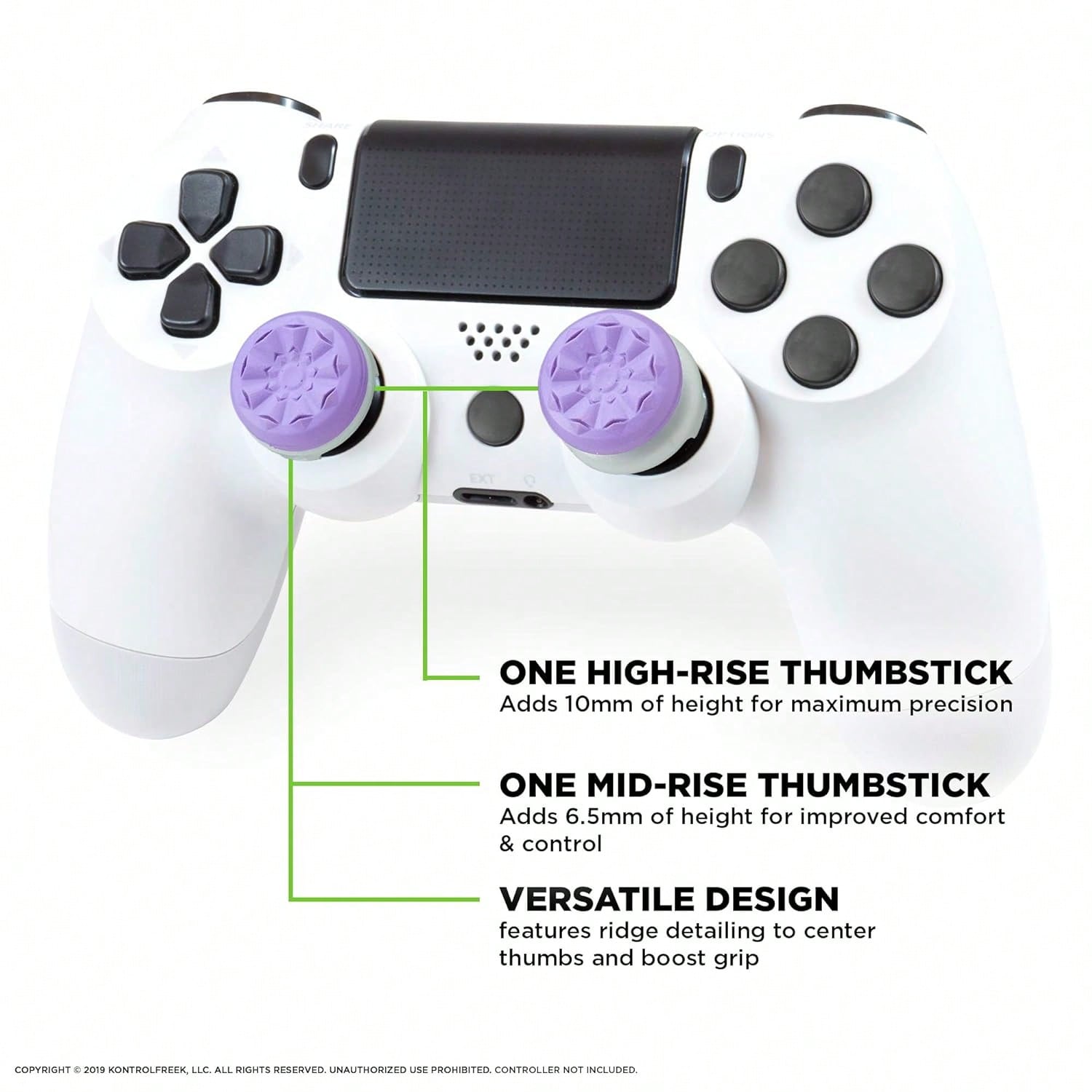 FPS Freek Galaxy Purple for PlayStation 4 (PS4) and PlayStation 5 (PS5) | Performance Thumbsticks | 1 High-Rise, 1 Mid-Rise | Purple