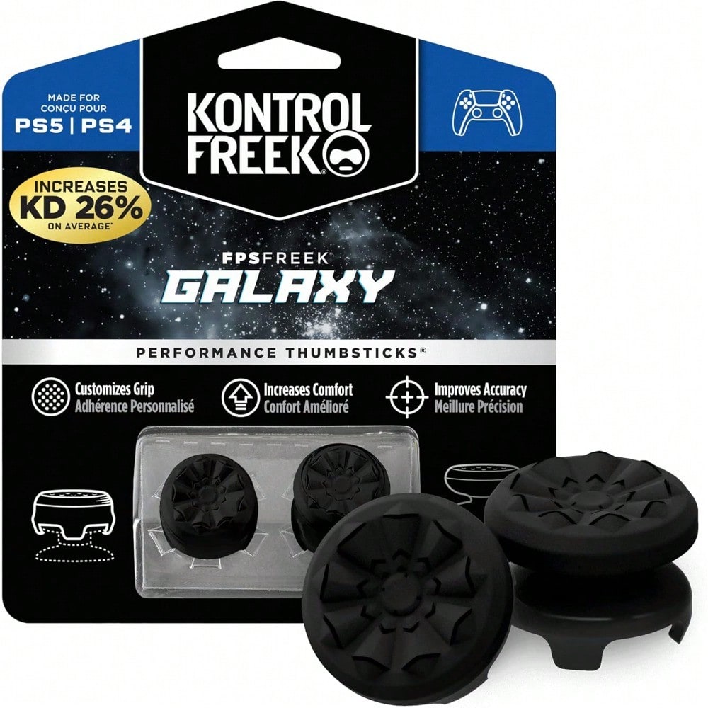 FPS Freek Galaxy Black for PlayStation 4 and PlayStation 5 | Performance Thumbsticks | 1 High-Rise, 1 Mid-Rise | Black (Limited Edition)