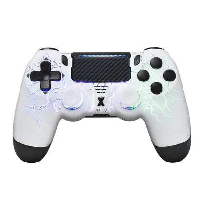 Wireless Controller for PS4 & PC - White Lightning Pattern RGB Illumination, Hall Effect Joystick, Dual Vibration, 6 - Axis Gyro, Touch Pad - Ideal for Gaming Enthusiasts