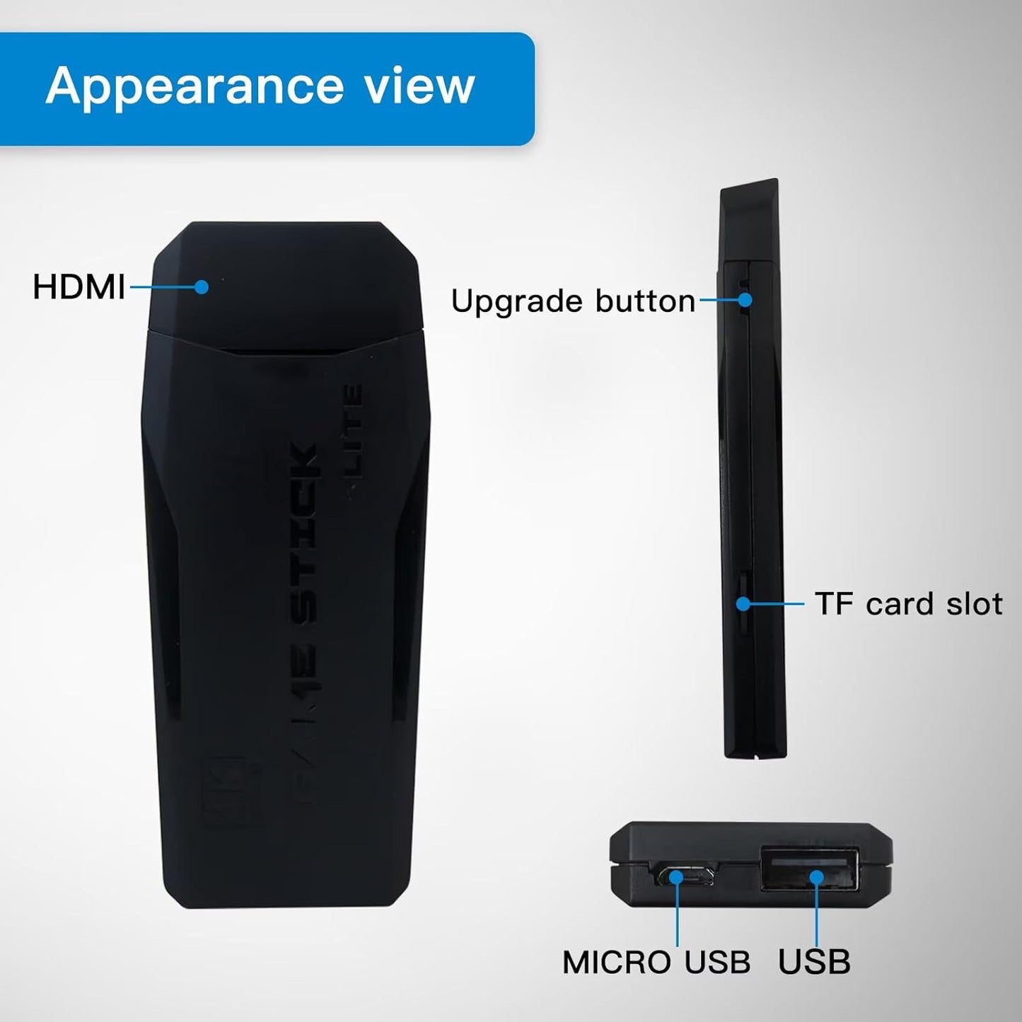 Wireless TV Game Stick Built-in 20000+ Games, 64GB TF Card, 2.4GHz Wireless Gamepad with 15 Emulators Retro Video Games Gifts for Retro Gaming Lovers