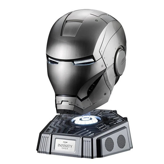 Official Iron Man MK2 Helmet: 1:1 Wearable Bluetooth Speaker with Ring Touch Control, Metallic Finish & Multi-Voice Command