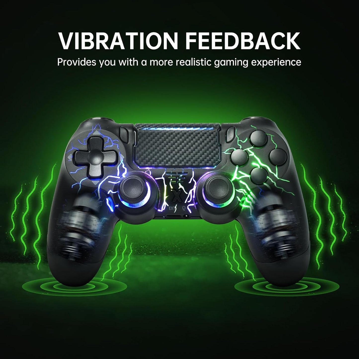 Wireless Controller for PS4 & PC - White Lightning Pattern RGB Illumination, Hall Effect Joystick, Dual Vibration, 6 - Axis Gyro, Touch Pad - Ideal for Gaming Enthusiasts