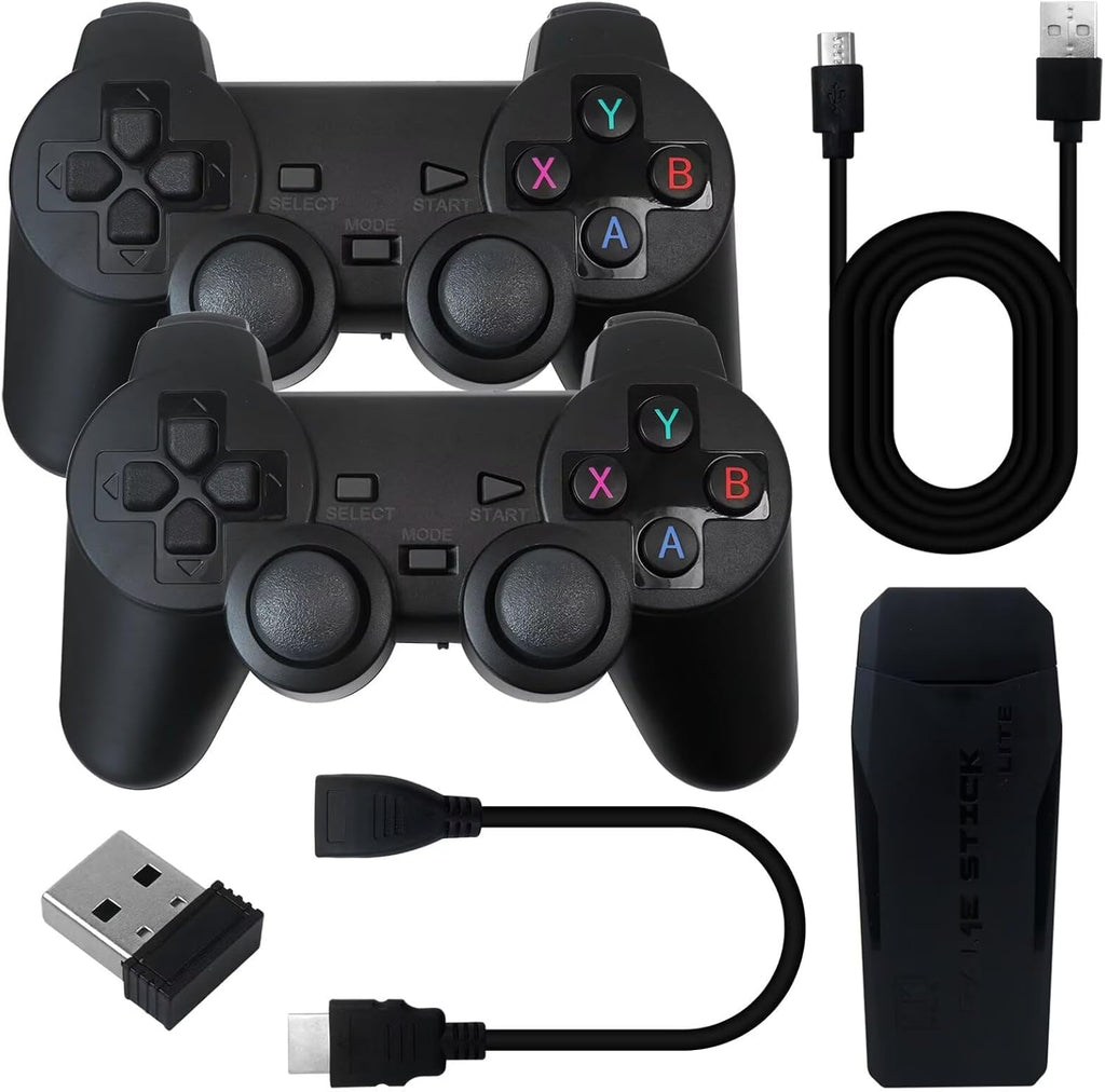 Wireless TV Game Stick Built-in 20000+ Games, 64GB TF Card, 2.4GHz Wireless Gamepad with 15 Emulators Retro Video Games Gifts for Retro Gaming Lovers