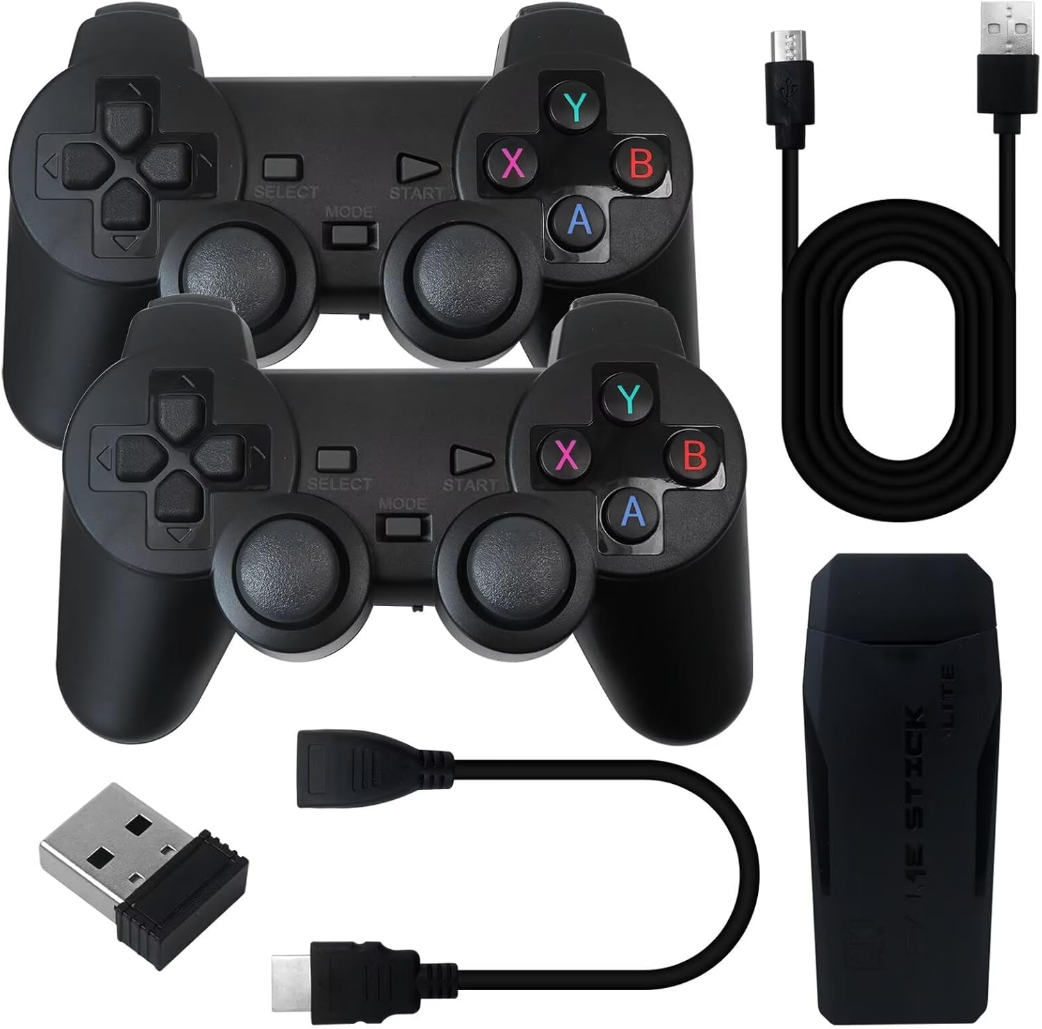 Wireless TV Game Stick Built-in 20000+ Games, 64GB TF Card, 2.4GHz Wireless Gamepad with 15 Emulators Retro Video Games Gifts for Retro Gaming Lovers