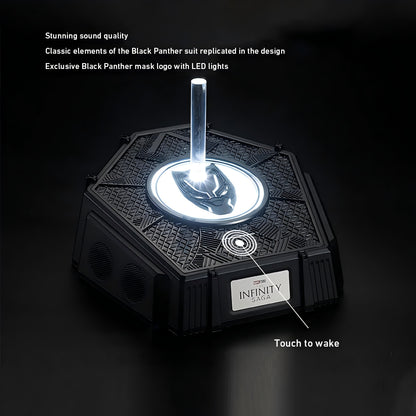 Black Panther Wearable Helmet & Display Set – 1:1 Scale, Includes Bluetooth Speaker Base with Touch-Controlled Eyes