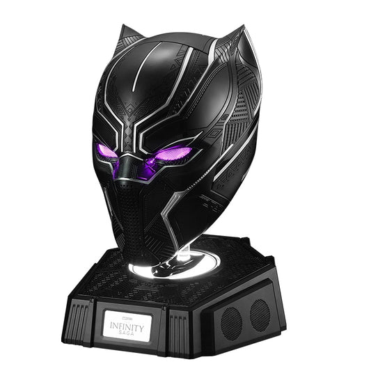 Black Panther Wearable Helmet & Display Set – 1:1 Scale, Includes Bluetooth Speaker Base with Touch-Controlled Eyes