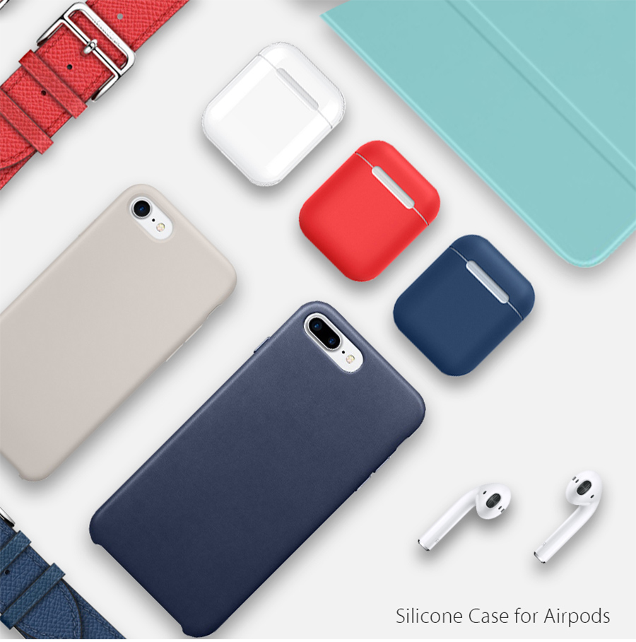 Silicon Case For Apple AirPods Portable Shock Proof Protective Cover For Headphones - White
