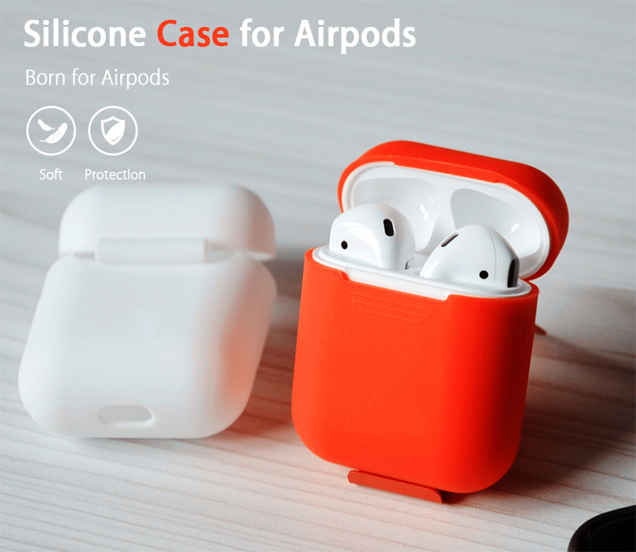 Silicon Case For Apple AirPods Portable Shock Proof Protective Cover For Headphones - White