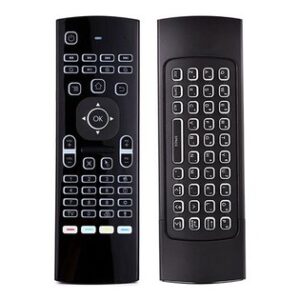 MX3-L-M Backlight & Voice Input 6-Axis Gyro 2.4GHz Wireless Air Mouse QWERTY Keyboard with IR Learning Remote Control for Android/Windows/Linux Systems - Black