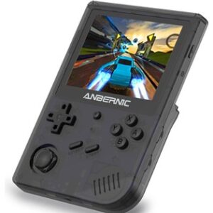 ANBERNIC RG351V 128GB Handheld Game Console, 3.5 Inch 640*480P IPS Screen, 20000 Games, Dual TF Card Slot, Supports NDS, N64, DC, PSP, PS1, openbor, CPS1, CPS2, FBA, NEOGEO, NEOGEOPOCKET, GBA, GBC, GB, SFC, FC, MD, SMS, MSX, PCE, WSC, Black