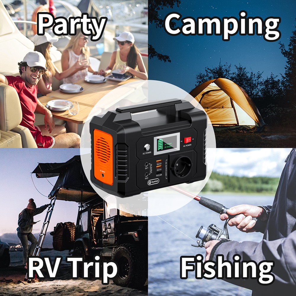 FlashFish E200 200W Portable Power Station 151Wh Lithium Battery 1x Pure Sine Wave AC220V Output for RV Camping Van