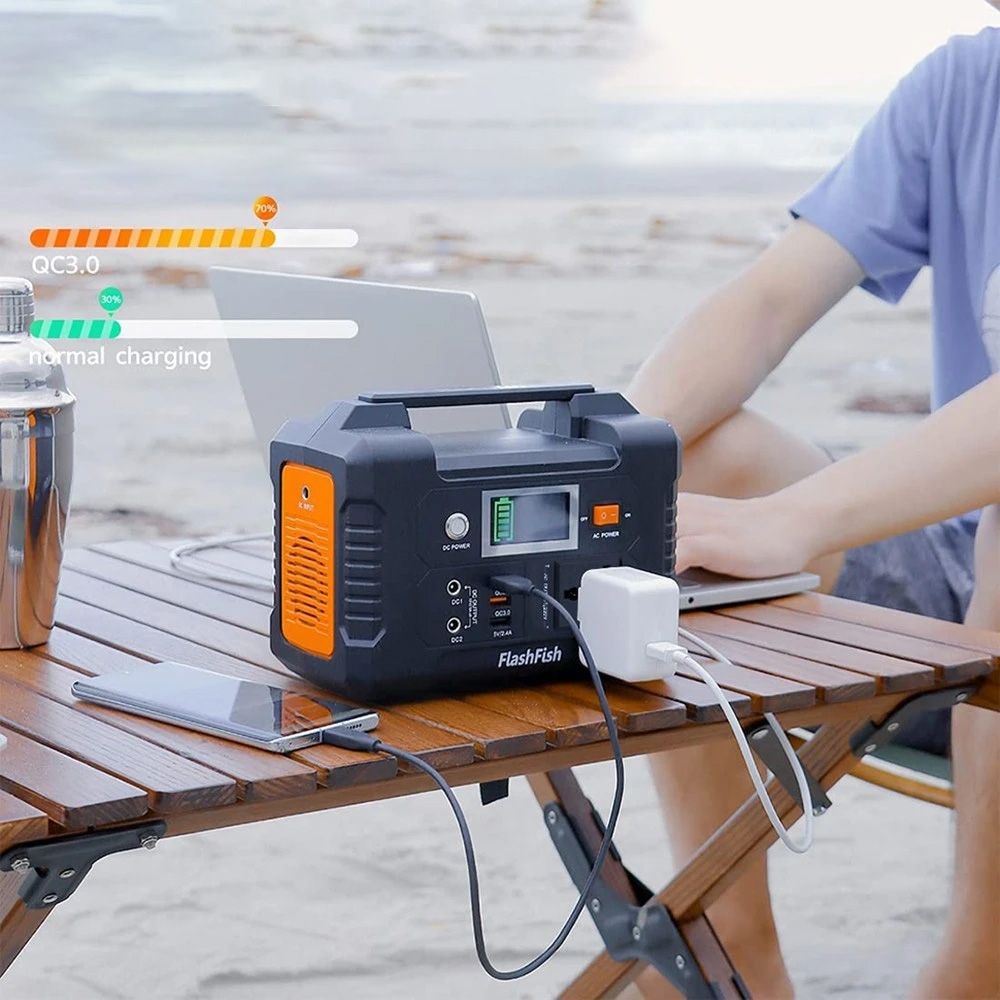 FlashFish E200 200W Portable Power Station 151Wh Lithium Battery 1x Pure Sine Wave AC220V Output for RV Camping Van