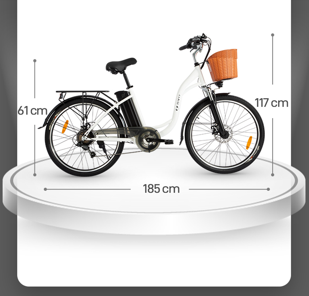 DYU C6 Electric Bicycle 350W Motor Max Speed 25km/h 36V 12.5AH 70km Max Range - White