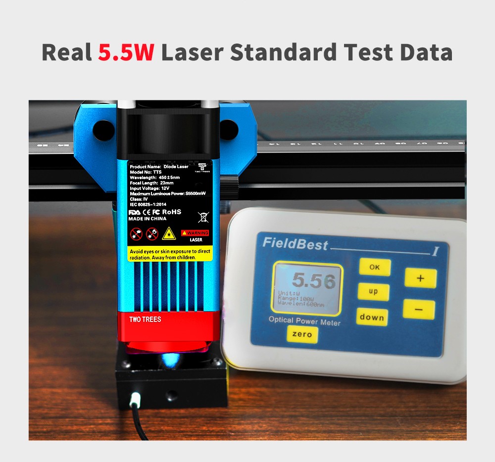 TWO TREES TTS-55 Pro 5.5W Laser Engraver, LD+FAC+C-Lens, 32-bit Mainboard, 0.08*0.08mm Compressed Spot, 0.1mm Precision, 30,000mm/min Engraving Speed, 300*300mm - EU Plug