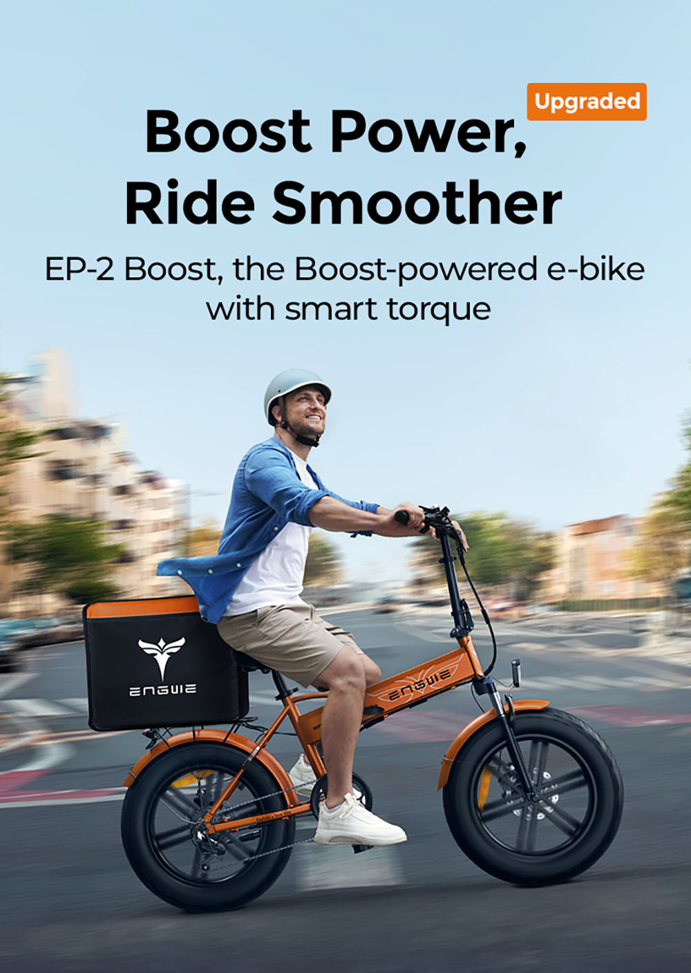 ENGWE EP-2 Boost Folding Electric Bike, 250W Motor, 48V 13Ah Battery, 20*4.0 inch Fat Tires, 25km/h Max Speed, 120km Range, Front & Rear Mechanical Disc Brake, Torque Sensor, Front Suspension, Shimano 7-speed - Grey