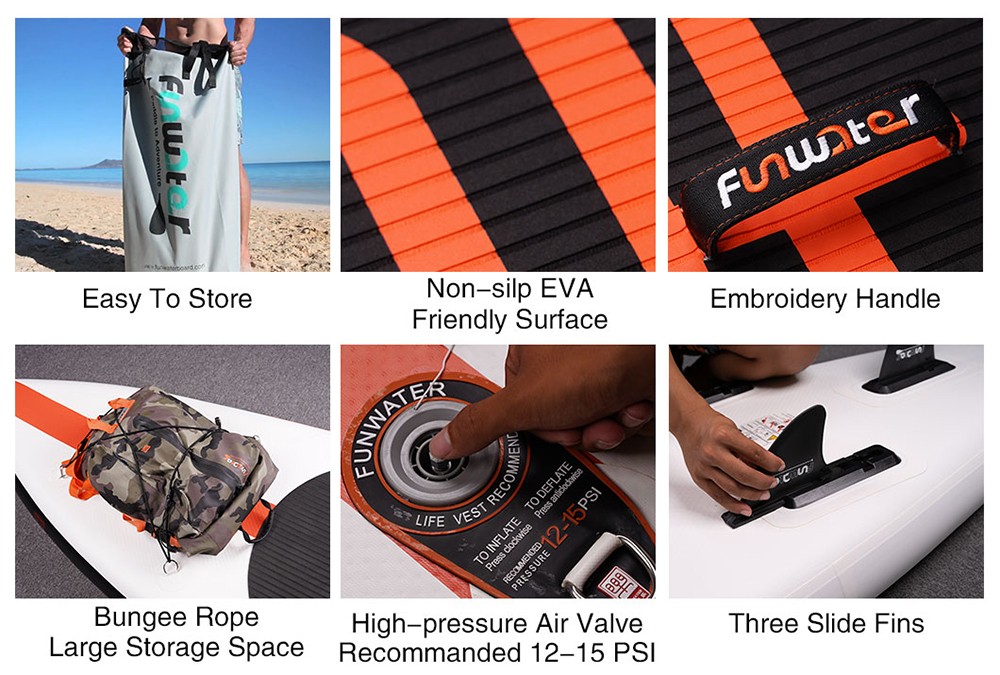 FunWater Cruise Inflatable Stand Up Paddle Board 335x84x15cm Ultra-Light for All Levels with 10L Dry Bag Travel Backpack