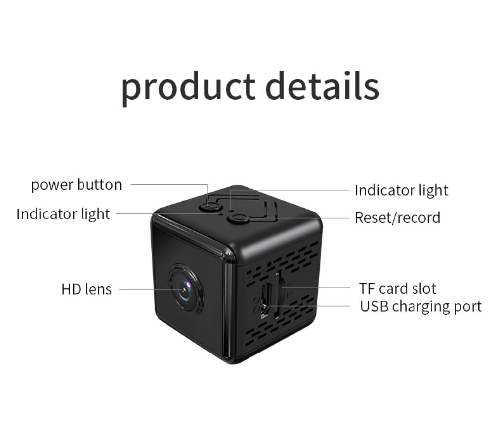 Mini Wireless Camera Real 1080P Wifi Camera Home Nanny Tiny Cam Baby with Night Vision Motion Cell Phone App Detection - Black