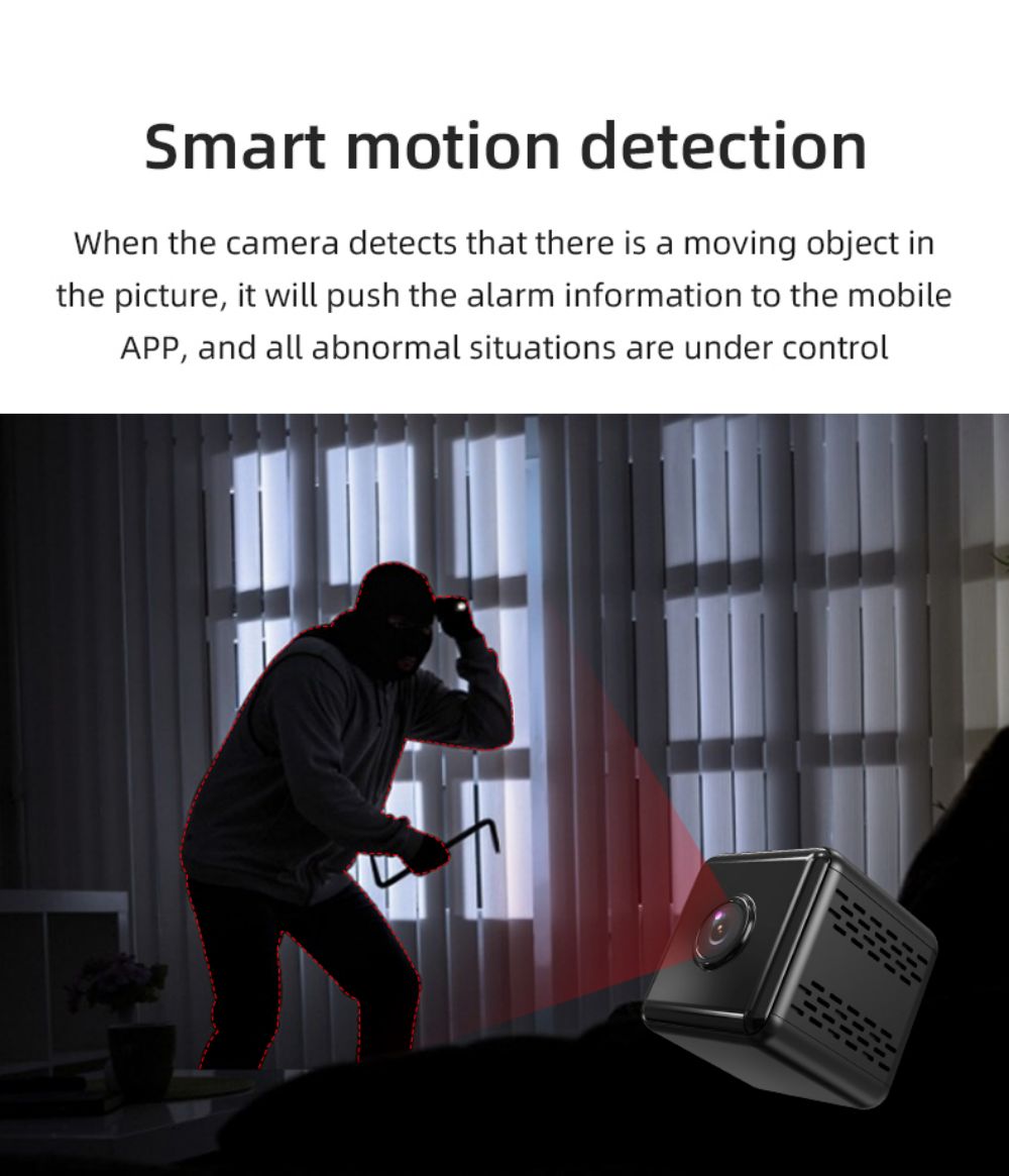 Mini Wireless Camera Real 1080P Wifi Camera Home Nanny Tiny Cam Baby with Night Vision Motion Cell Phone App Detection - Black