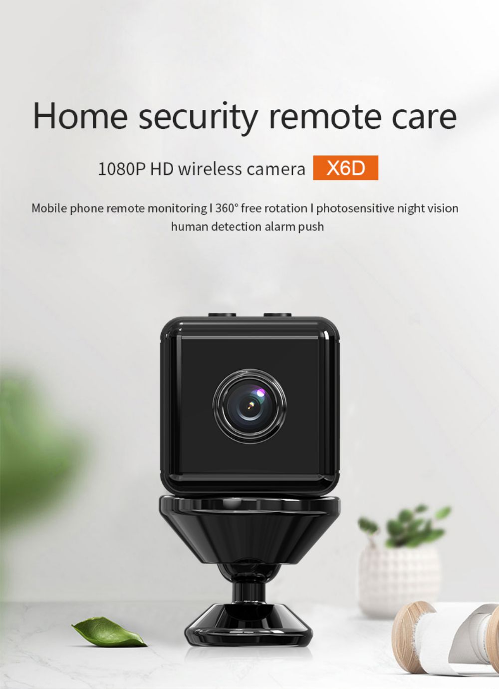 Mini Wireless Camera Real 1080P Wifi Camera Home Nanny Tiny Cam Baby with Night Vision Motion Cell Phone App Detection - Black