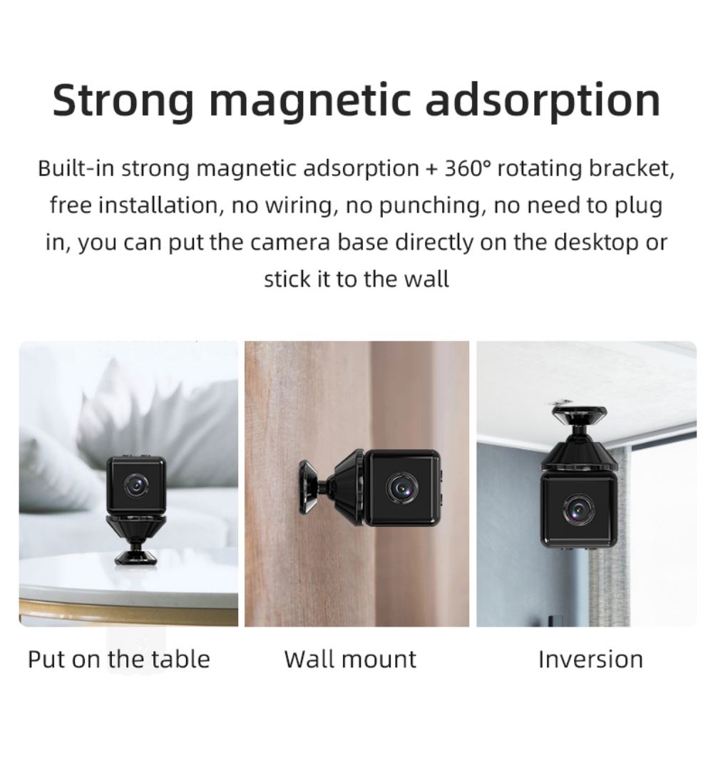 Mini Wireless Camera Real 1080P Wifi Camera Home Nanny Tiny Cam Baby with Night Vision Motion Cell Phone App Detection - Black