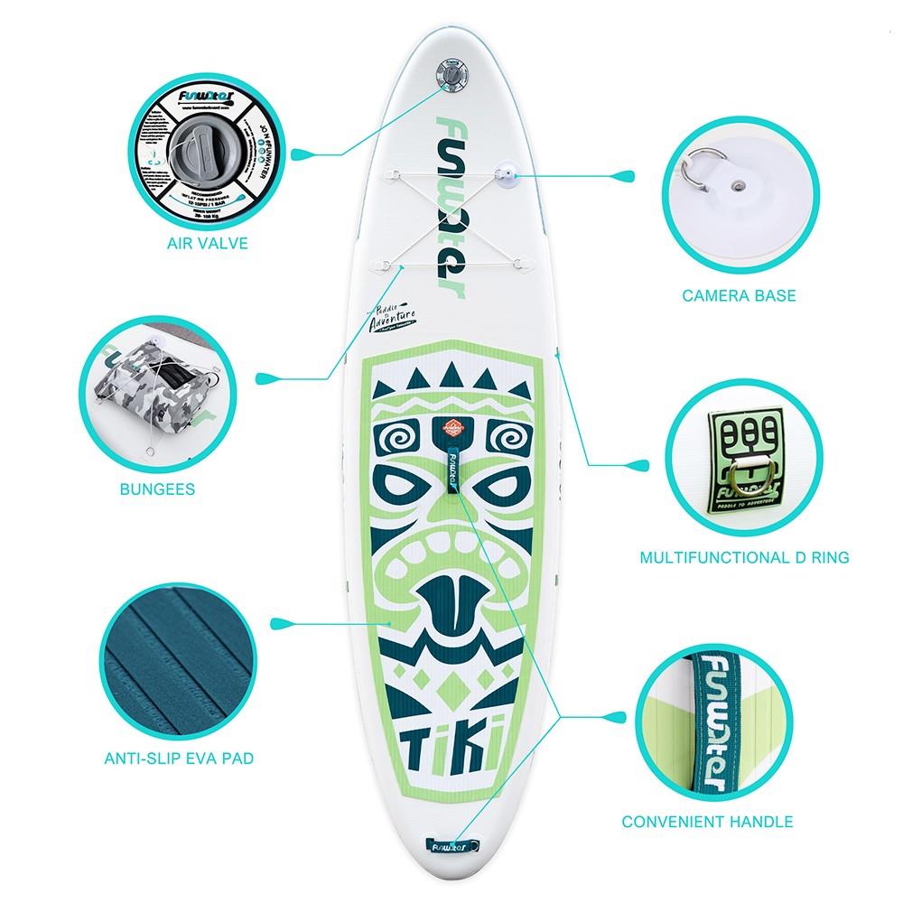 FunWater SUPFW05A NEW TIKI Inflatable Stand Up Paddle Board 10.6'' Long 33' Wide 6' Thick