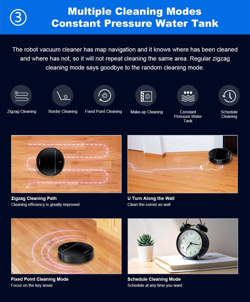 LIECTROUX M7S Pro Robot Vacuum Cleaner, 2D Map Navigation, 4400mAh Battery, Run 110mins, Dry and Wet Mopping - Black