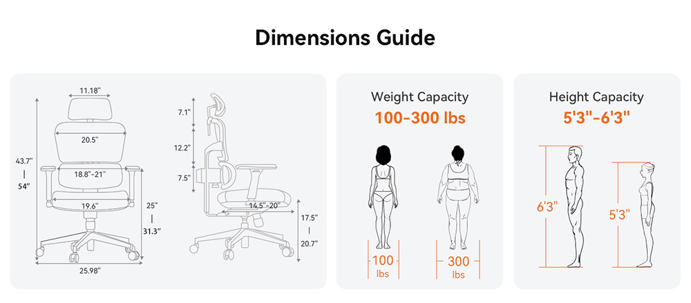 NEWTRAL NT001 Ergonomic Chair Adaptive Lower Back Support 3 Recline Angle Adjustable Backrest Armrest Headrest 5 Positions to Lock Nylon Base - Standard Version