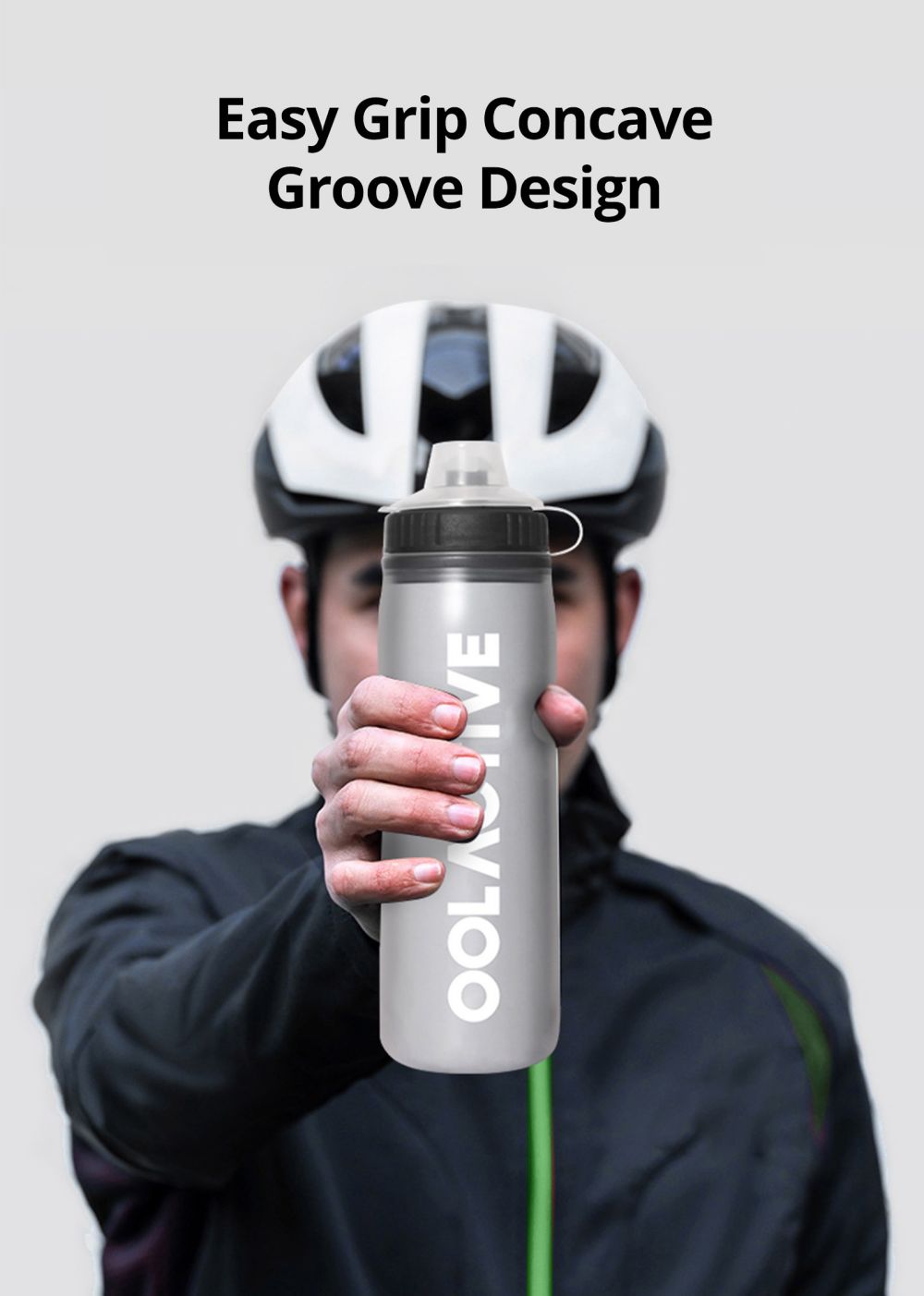 OOLACTIVE 24oz Bike Water Bottle Cycling Squeeze Bottle 600ml - Grey