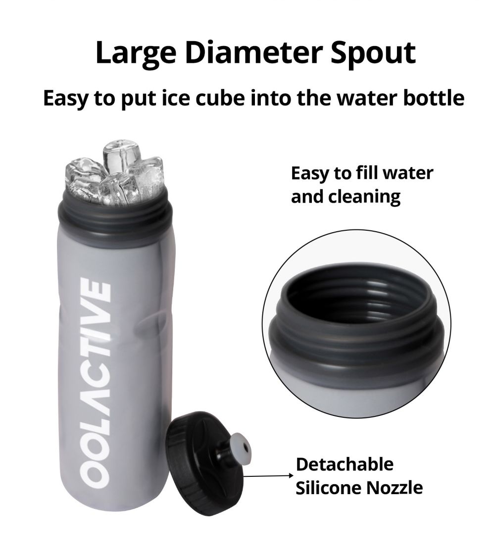 OOLACTIVE 24oz Bike Water Bottle Cycling Squeeze Bottle 600ml - Grey
