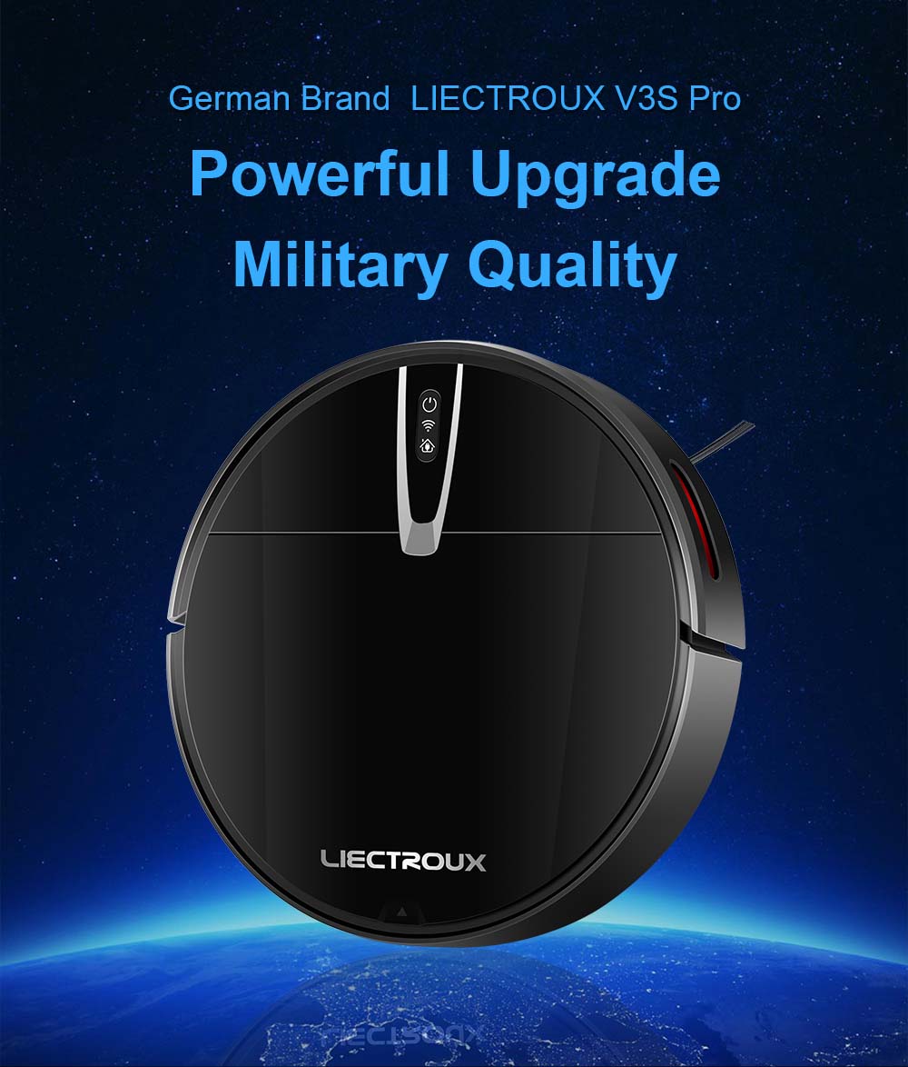 LIECTROUX V3S Pro Robot Vacuum Cleaner, 4000Pa Suction, Dry Wet Mopping, 2D Map Navigation, with Memory, WiFi App Voice Control