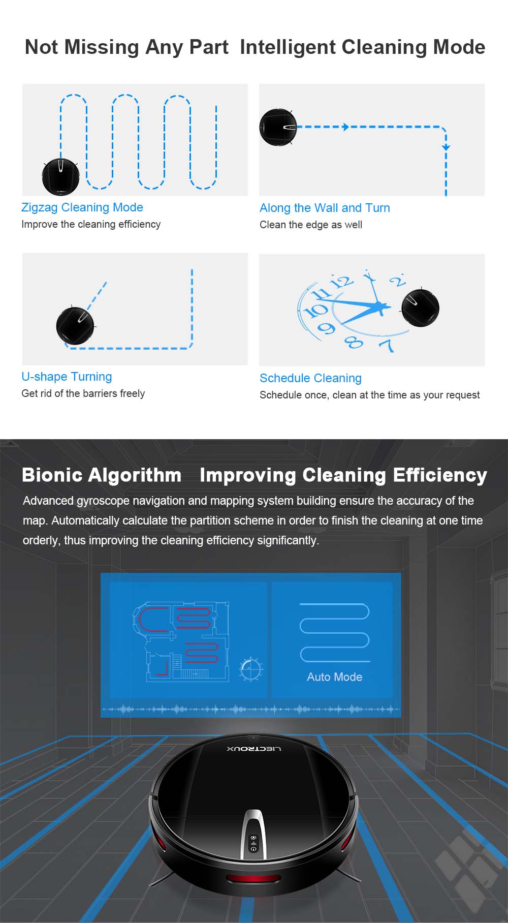 LIECTROUX V3S Pro Robot Vacuum Cleaner, 4000Pa Suction, Dry Wet Mopping, 2D Map Navigation, with Memory, WiFi App Voice Control