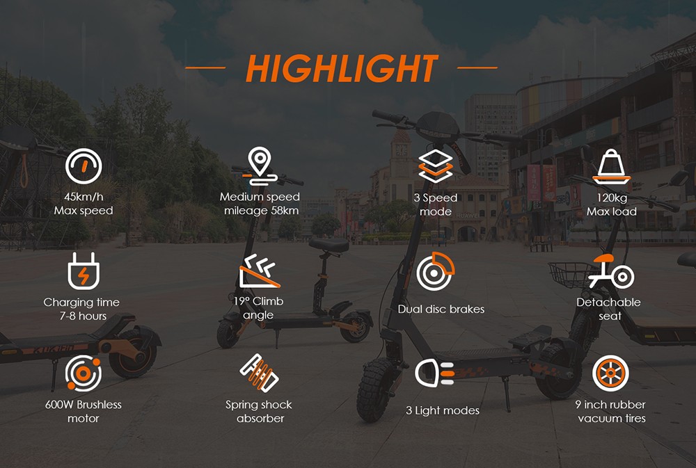 KuKirin G2 Pro Electric Scooter 2024 Version, 600W Brushless Motor, 48V 15.6AH Battery, 9-inch Rubber Vacuum Tires, 45km/h Max Speed, 58km Range, Dual Disc Brakes, Spring Shock Absorber, Detachable Seat