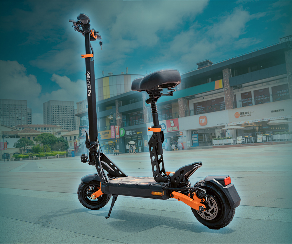 KuKirin G2 Pro 2024 New version Folding Electric Scooter 9.0x3.0 Inch Tubeless Vacuum Tire 600W Motor 48V 15.6Ah Battery 58km Max Range, HD LCD Display Dual Disc Brake Led Light Spring Shock Absorber, Detachable Seat Turn signal light
