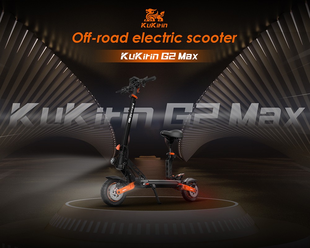 KuKirin G2 Max Electric Scooter 10 Inch Off-road Tires 1000W Motor 55Km/h Max Speed 48V 20Ah Battery 80km Range 120KG Max Load Detachable Seat Adjustable Height