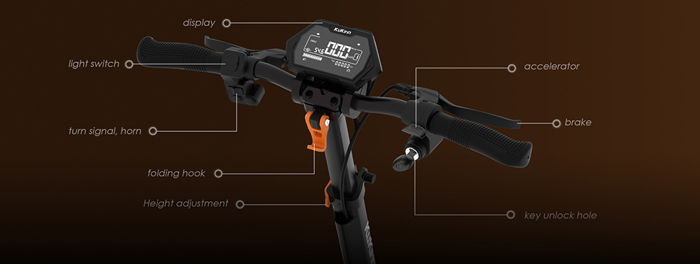 KuKirin G2 Max Electric Scooter 10 Inch Off-road Tires 1000W Motor 55Km/h Max Speed 48V 20Ah Battery 80km Range 120KG Max Load Detachable Seat Adjustable Height