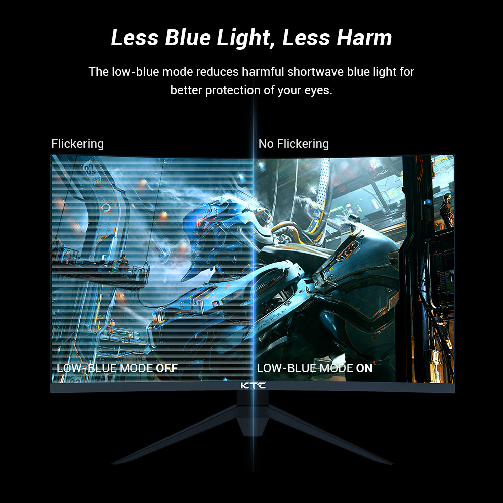 KTC H27S17 27-inch 1500R Curved Gaming Monitor QHD 2560x1440 16:9 ELED 165Hz 99% sRGB 4000:1 Contrast Ratio 1ms MPRT Response Time Low Motion Blur Compatible with FreeSync G-Sync USB HDMI2.0 2xDP1.2 Audio Out VESA Mount