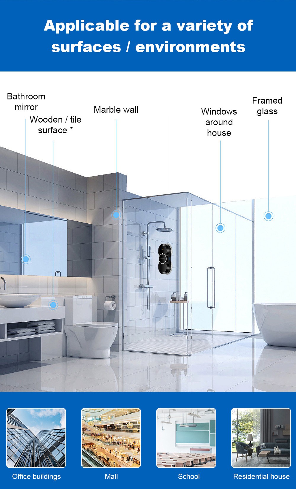 Liectroux HCR-10 Robot Window Cleaner, 30ml Water Tank, Ultrasonic Water Spraying, 2800Pa Suction, 6.8cm Ultra-thin Body