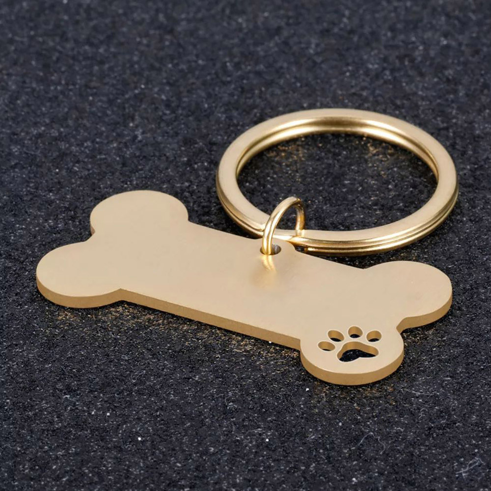 Personalized Bone-Shaped Funny Pet ID Tag, 50mm*28mm, Engrave Pet Name, Stainless Steel Cat Puppy Dog ID Tag Pendant - Black