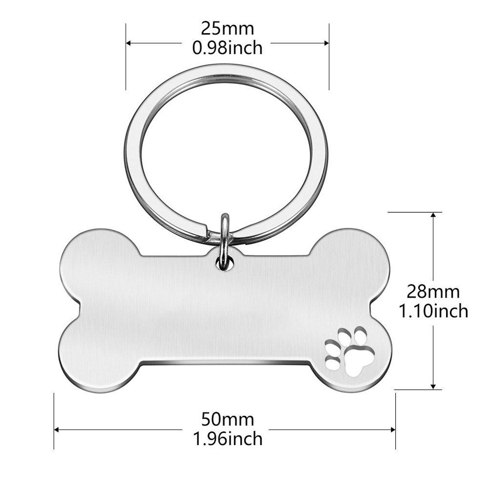 Personalized Bone-Shaped Funny Pet ID Tag, 50mm*28mm, Engrave Pet Name, Stainless Steel Cat Puppy Dog ID Tag Pendant - Black