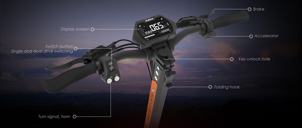 KuKirin G3 Pro 2024 Version 1200W*2 Motor Off-Road Electric Scooter 10 Inch Tire 52V 23.2Ah Removable Battery 80km range 65km/h Max Speed Dual Hydraulic Shock Absorber system IP54 Waterproof Dual Hydraulic Brake