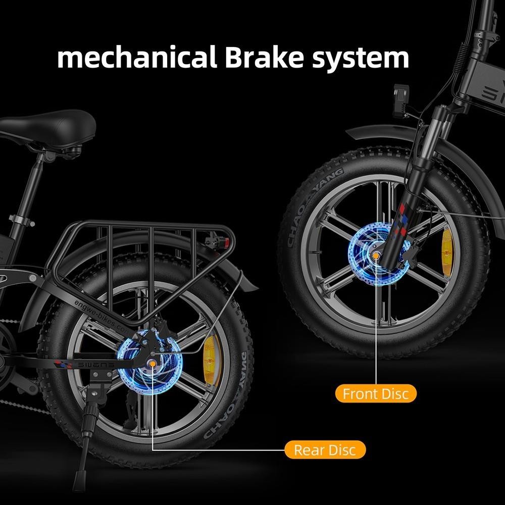 ENGWE X Folding Electric Bike 20*4.0 Inch Chaoyang Off-Road Fat Tires 250W Motor E-Bike 48V 13Ah Battery 25Km/h Max Speed 100KM Range Dual Disc Brake 150KG Max Load - White