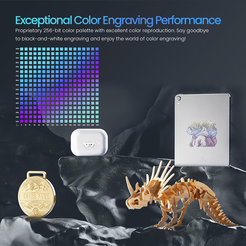 LONGER RAY5 20W Laser Engraver, 32-Bit Chipset, 256-bit Color Scale, 3.5' Touch Screen, 0.08 x 0.1mm Spot, 10000mm/min Max Speed, 375mmx375mm, X/Y-axis Limit Switches