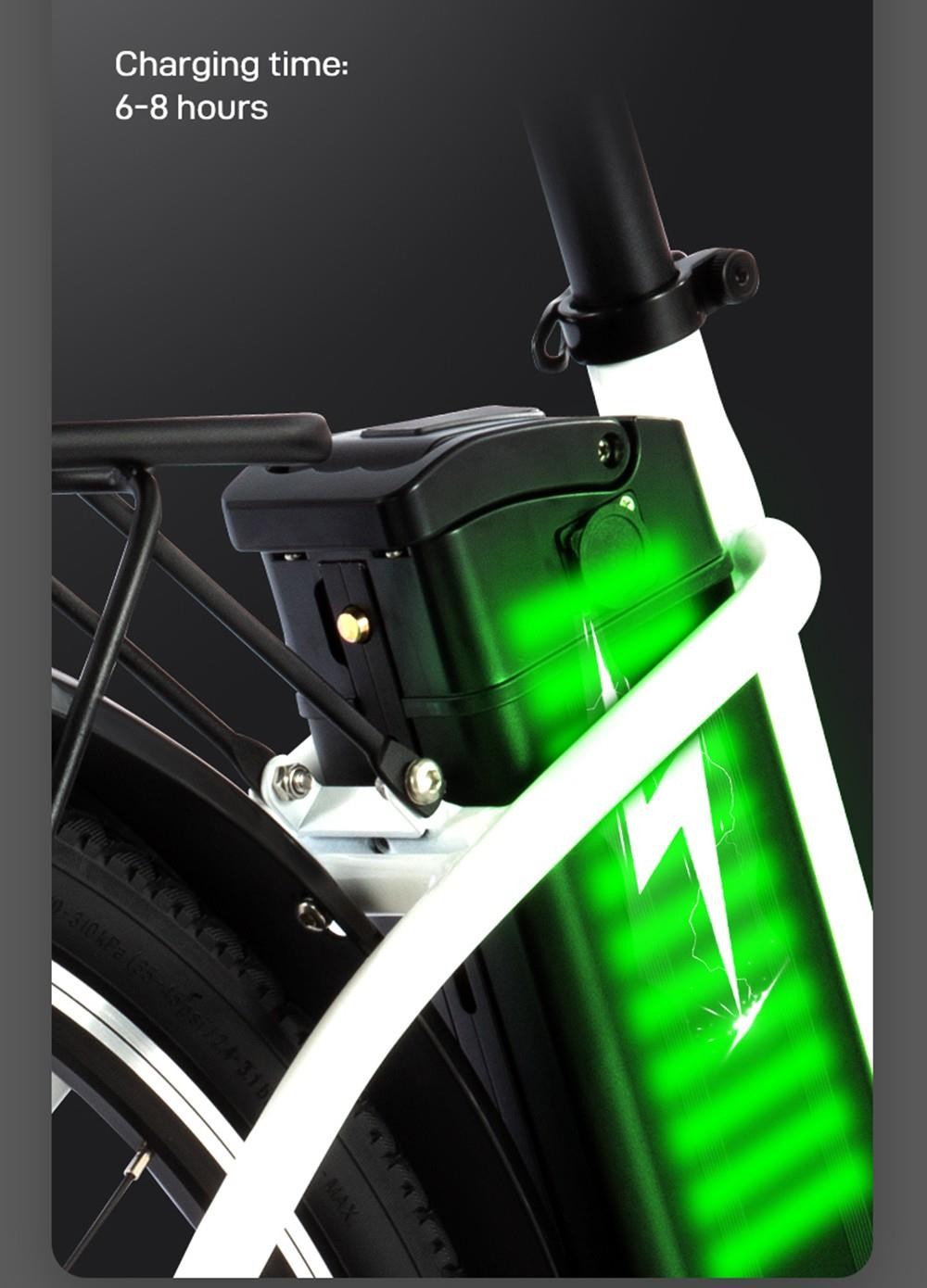 DYU C6 Electric Bicycle 350W Motor Max Speed 25km/h 36V 12.5Ah Battery 70km Max Range - Black