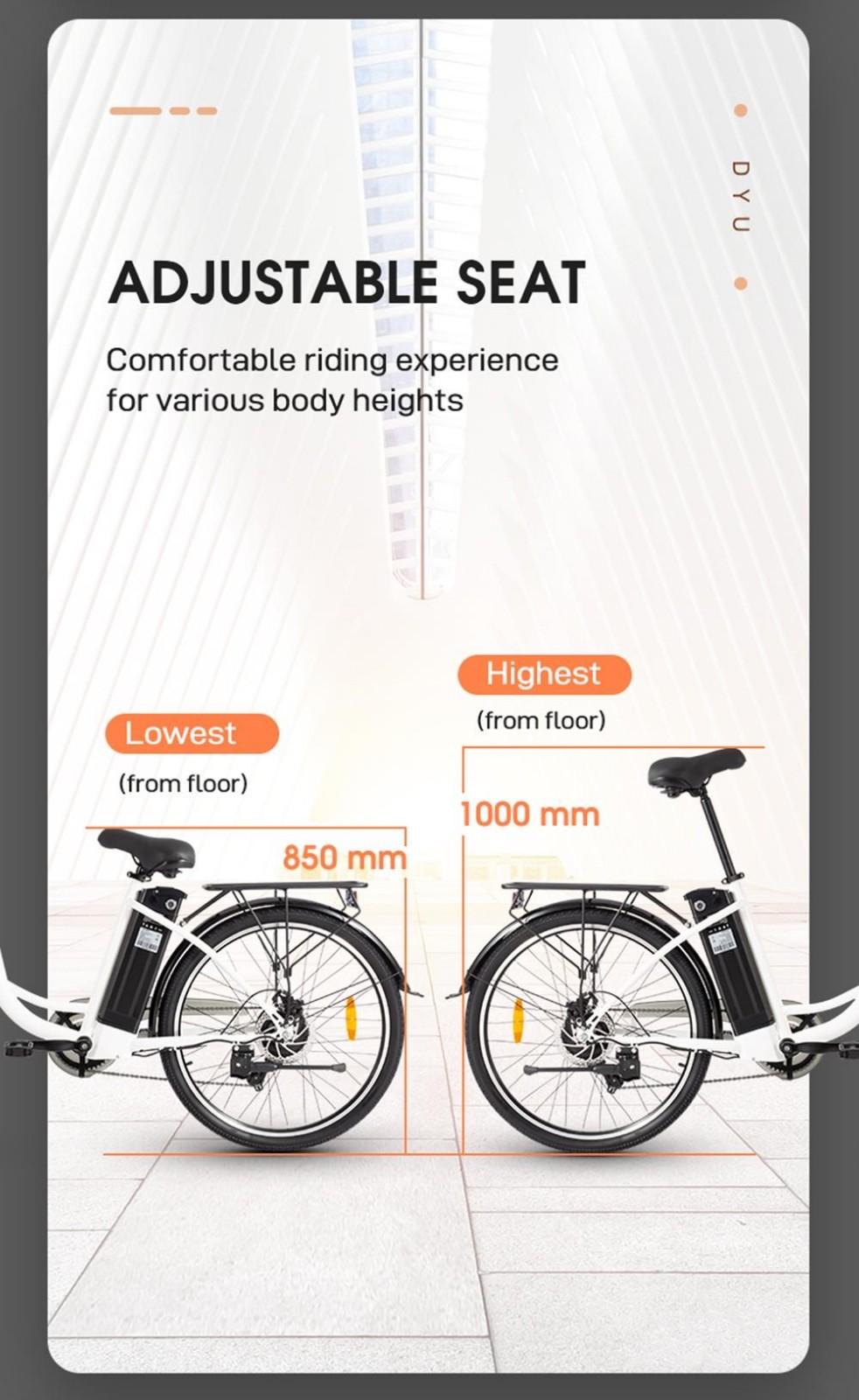 DYU C6 Electric Bicycle 350W Motor Max Speed 25km/h 36V 12.5Ah Battery 70km Max Range - Black