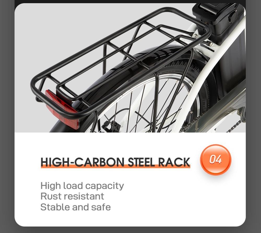 DYU C6 Electric Bicycle 350W Motor Max Speed 25km/h 36V 12.5Ah Battery 70km Max Range - Black