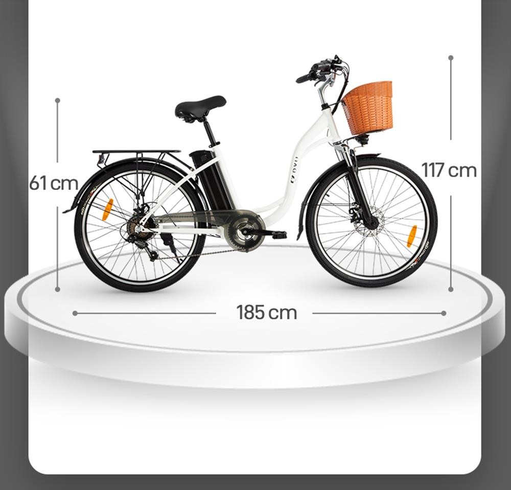 DYU C6 Electric Bicycle 350W Motor Max Speed 25km/h 36V 12.5Ah Battery 70km Max Range - Black
