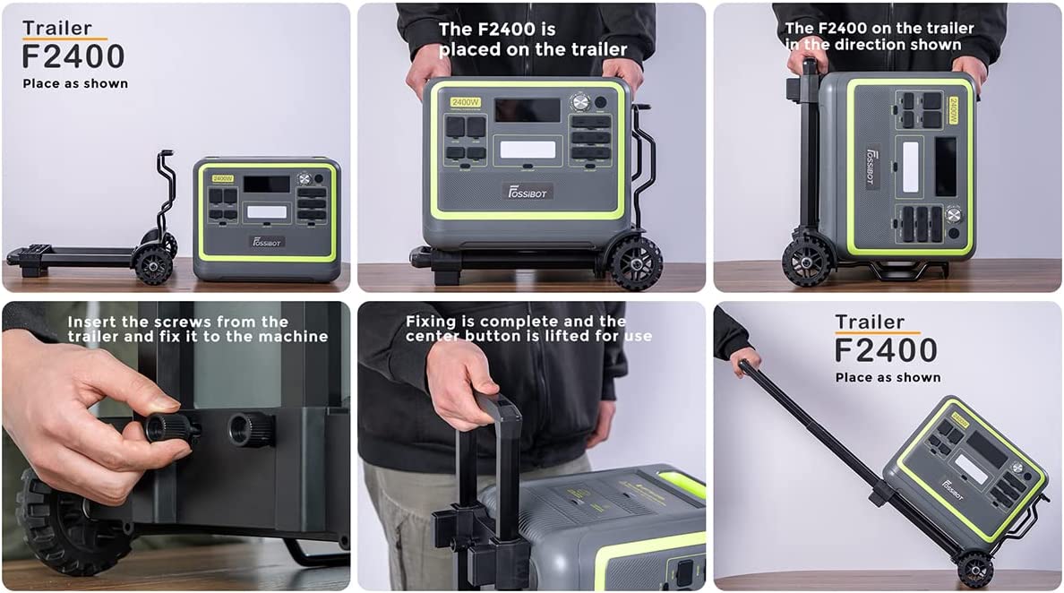 FOSSiBOT Folding Hand Truck, F2400 Portable Power Station Special Foldable Cart, Hold up to 22lbs, 3-Level Adjustable Handle, Flat Car with Casters Foldable Lightweight Silent Compact Load-resistant Foldable Trolley for Travel, Camping, Moving