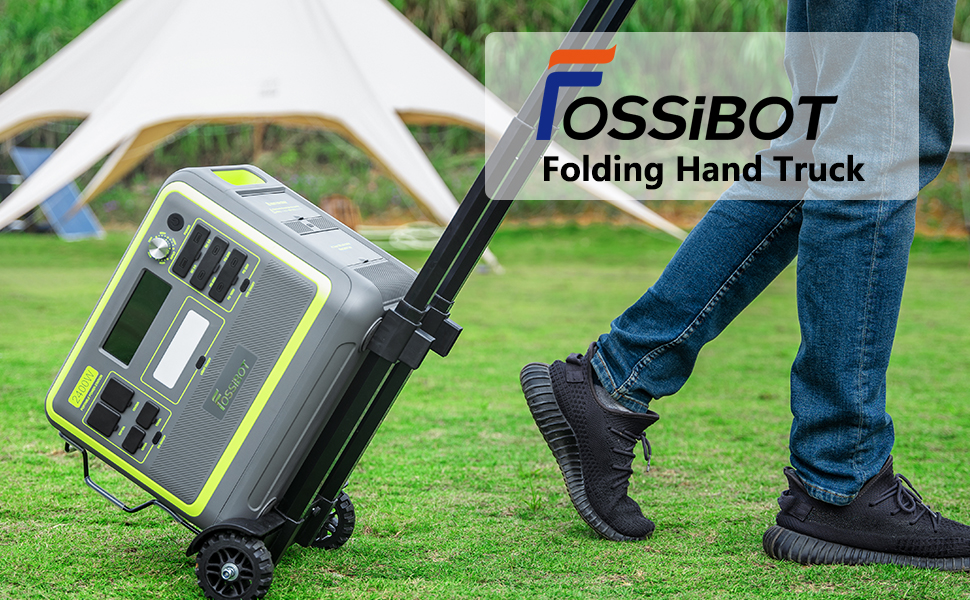 FOSSiBOT Folding Hand Truck, F2400 Portable Power Station Special Foldable Cart, Hold up to 22lbs, 3-Level Adjustable Handle, Flat Car with Casters Foldable Lightweight Silent Compact Load-resistant Foldable Trolley for Travel, Camping, Moving