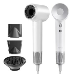 Laifen Swift Special 1600W High Speed Hair Dryer, Negative Ionic Blow Dryer, 110,000rpm Brushless Motor, 59dB Low Noise, 3 Color LED Light, with 3 Nozzles - White