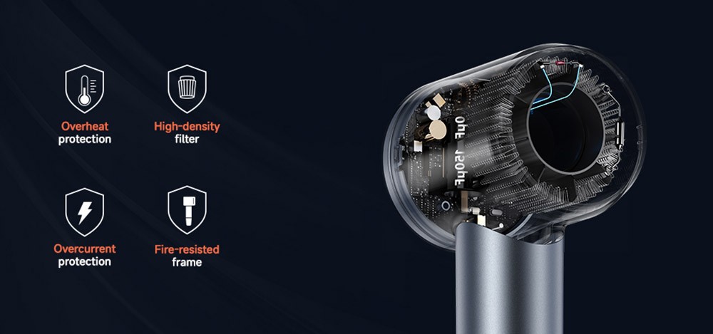 Laifen Swift Special 1600W High Speed Hair Dryer, Negative Ionic Blow Dryer, 110,000rpm Brushless Motor, 59dB Low Noise, 3 Color LED Light, with 3 Nozzles - Silver
